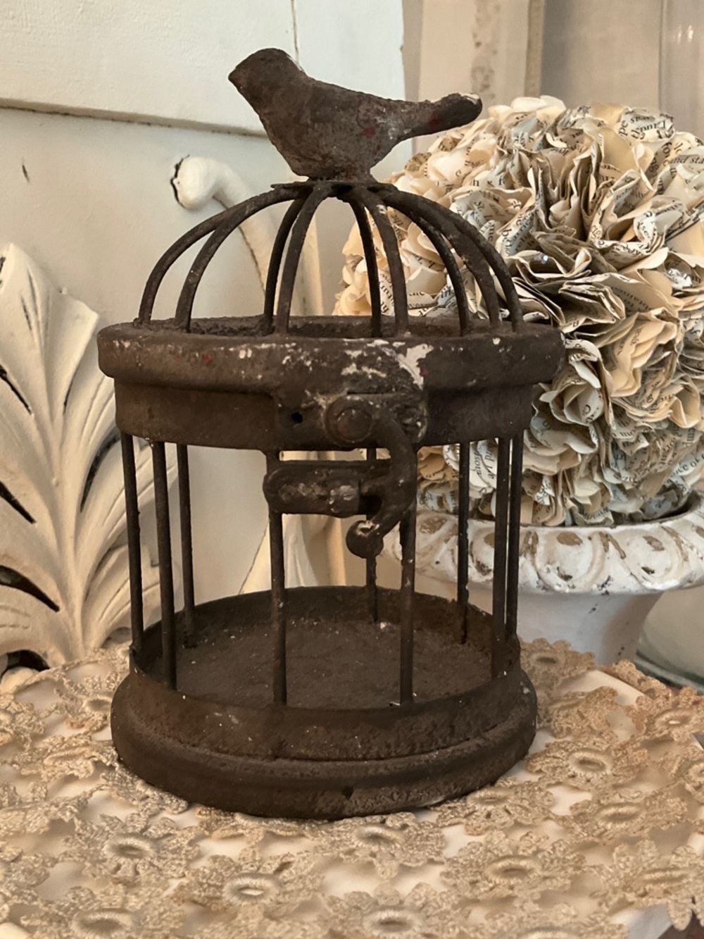 Rustic Brown Bird Cage Accent Décor - Unbranded